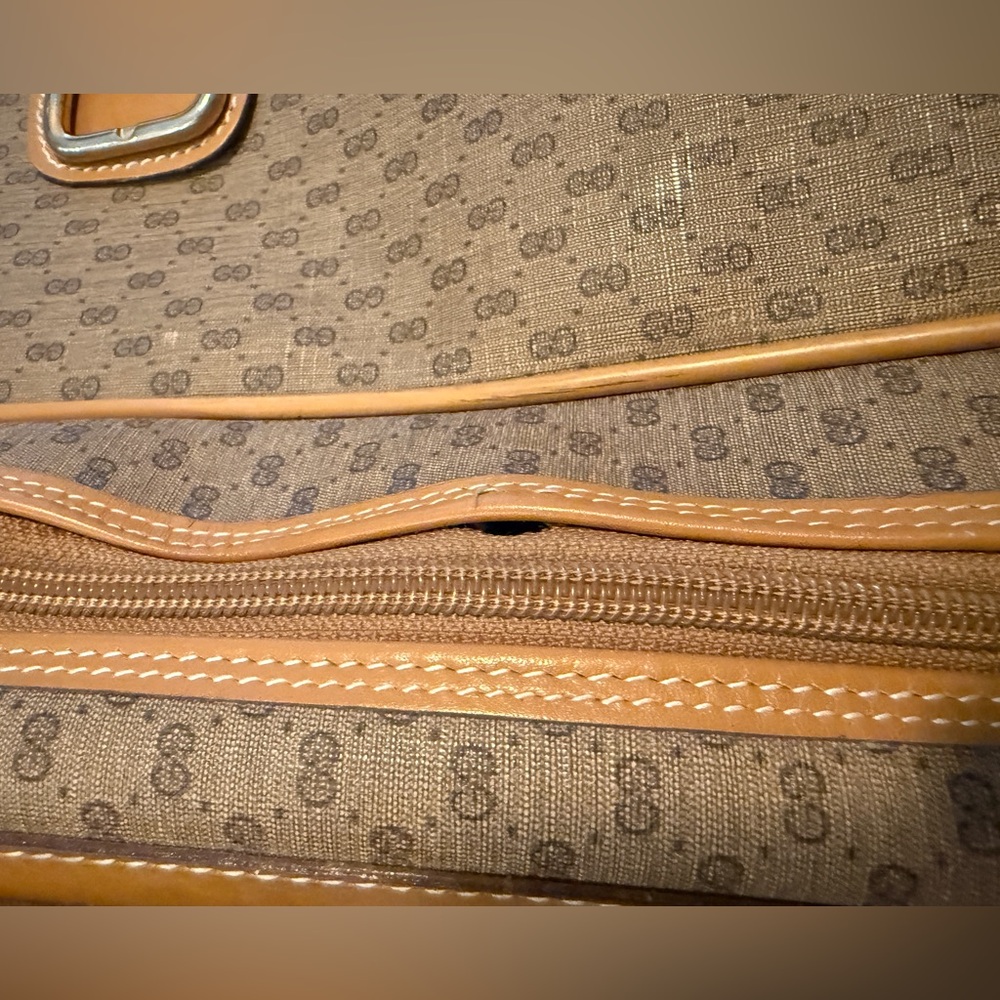 Vintage Gucci GG Monogram Suitcase Travel Bag Carry-On Brown Tan - Picture 15 of 16